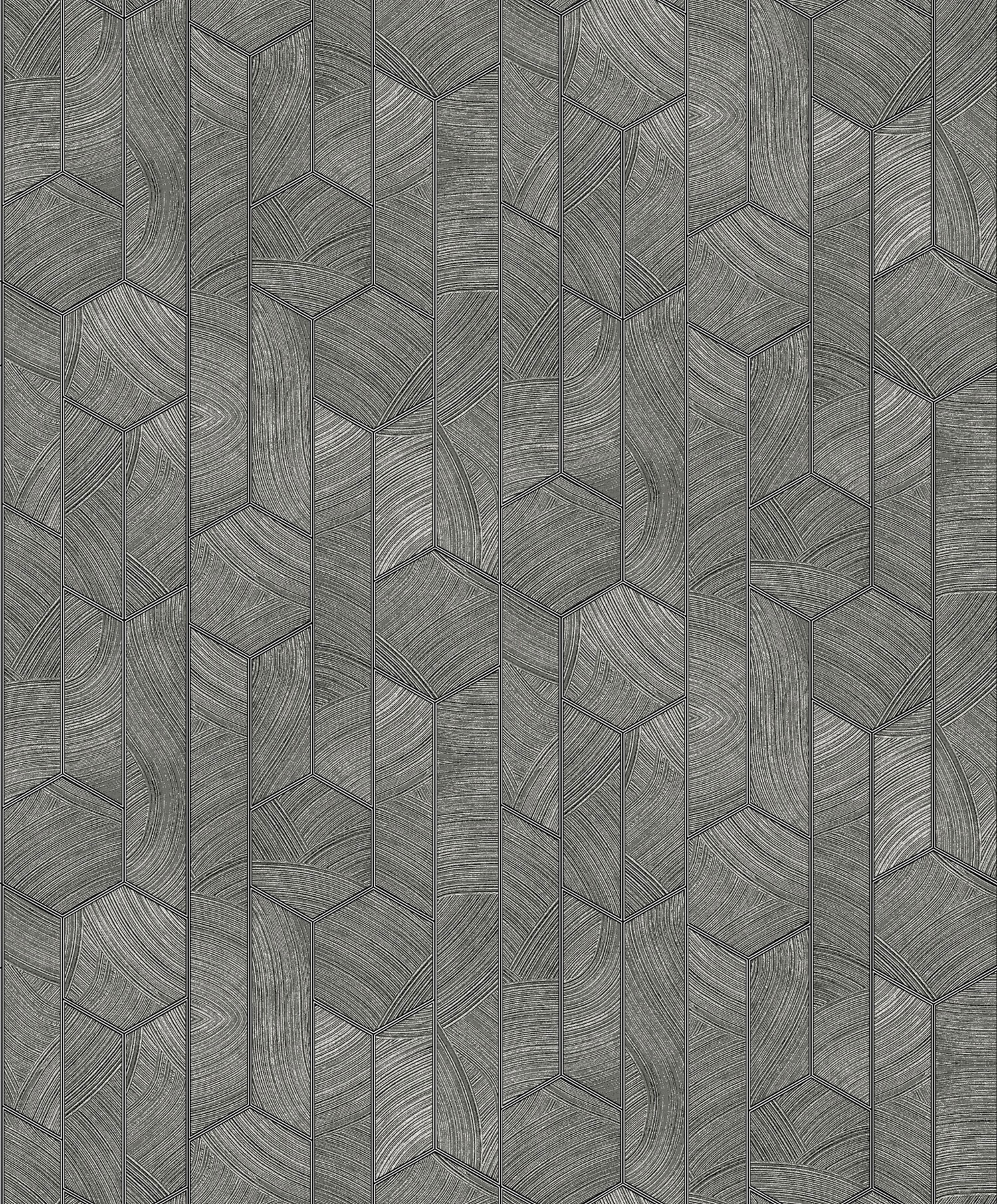Fekete-ezüst geometrikus vlies tapéta, SUM101, Summer, Khroma by Masureel