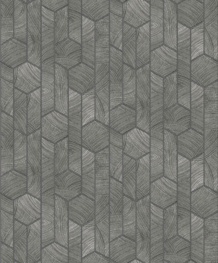 Fekete-ezüst geometrikus vlies tapéta, SUM101, Summer, Khroma by Masureel