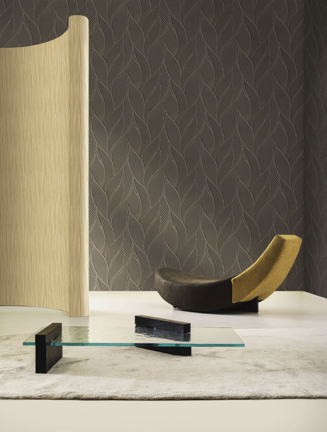 Luxus barna vlies tapéta, levelek, Z18909, Trussardi 7, Zambaiti Parati