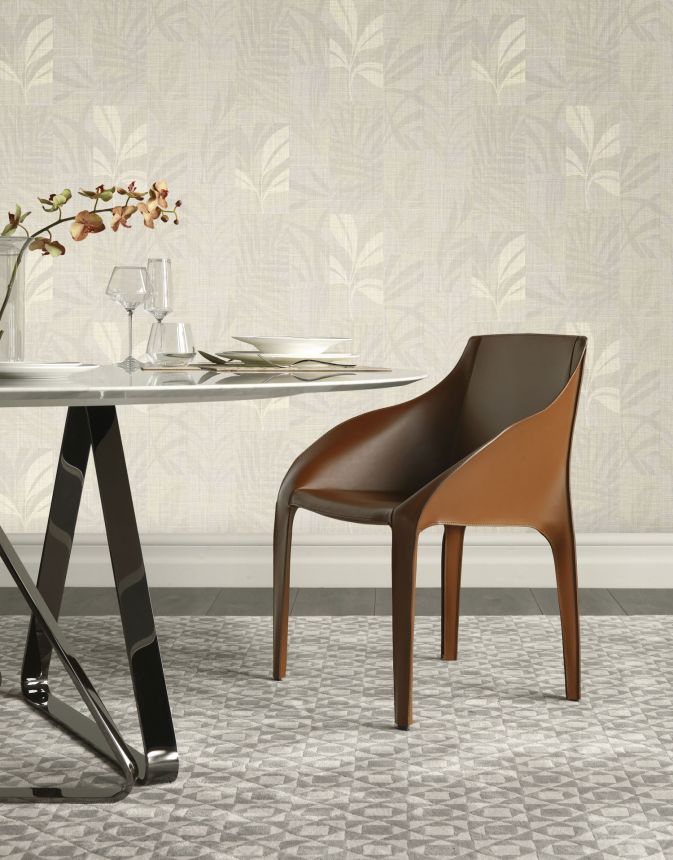 Luxus krémszínű vlies tapéta levelekkel, Z18917, Trussardi 7, Zambaiti Parati