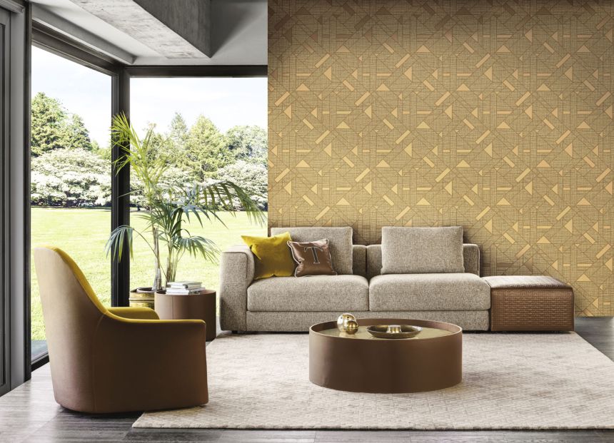 Luxus arany geometriai vlies tapéta, Z18941, Trussardi 7, Zambaiti Parati