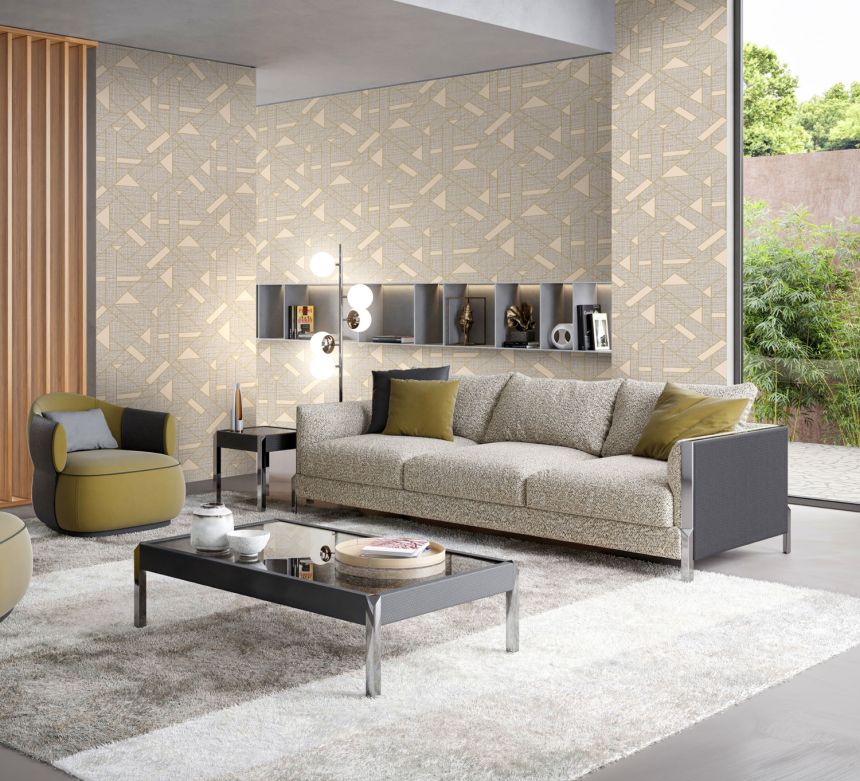 Luxus szürkésbarna geometrikus vlies tapéta, Z18946, Trussardi 7, Zambaiti Parati