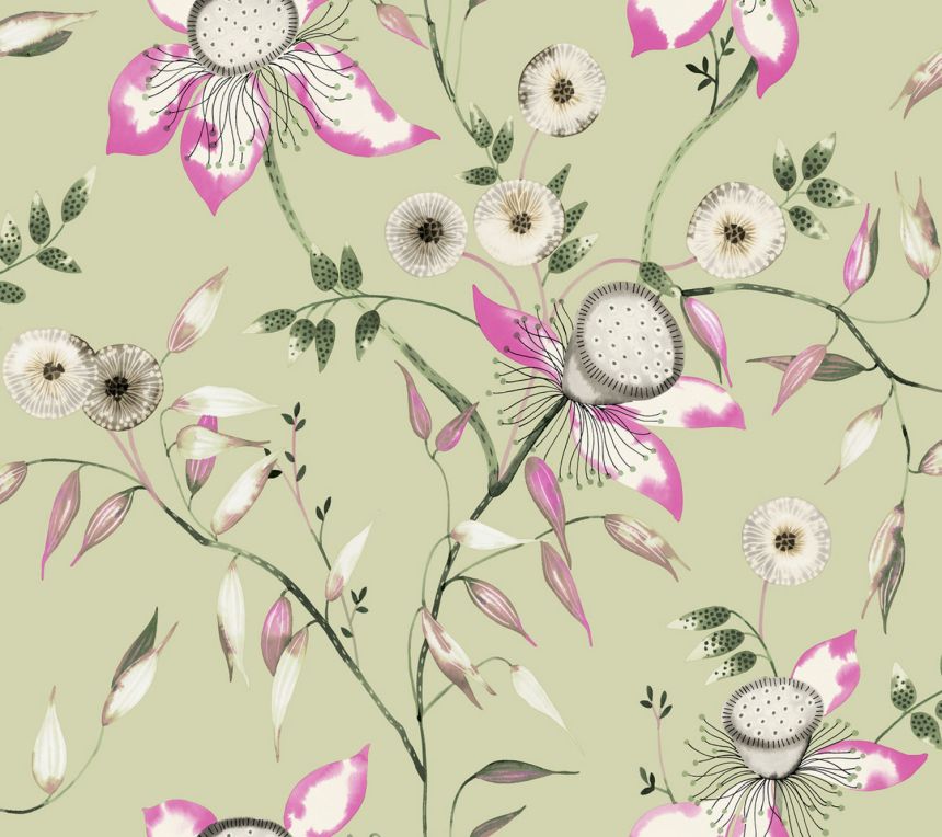 Zöld vlies virágos tapéta, BL1791, Blooms Second Edition Resource Library, York
