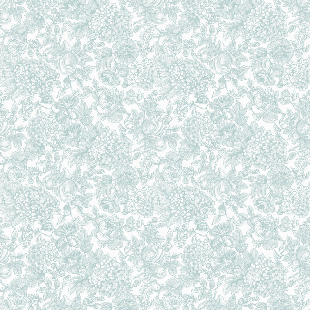 Türkiz-fehér nem szőtt virágos tapéta, 119860, Laura Ashley 3