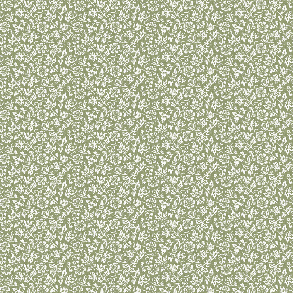 Fehér-zöld gyapjú virágos tapéta, 121077, Laura Ashley 3
