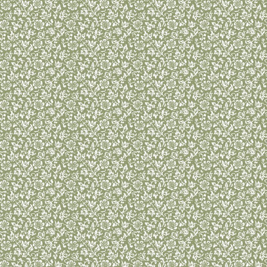 Fehér-zöld gyapjú virágos tapéta, 121077, Laura Ashley 3