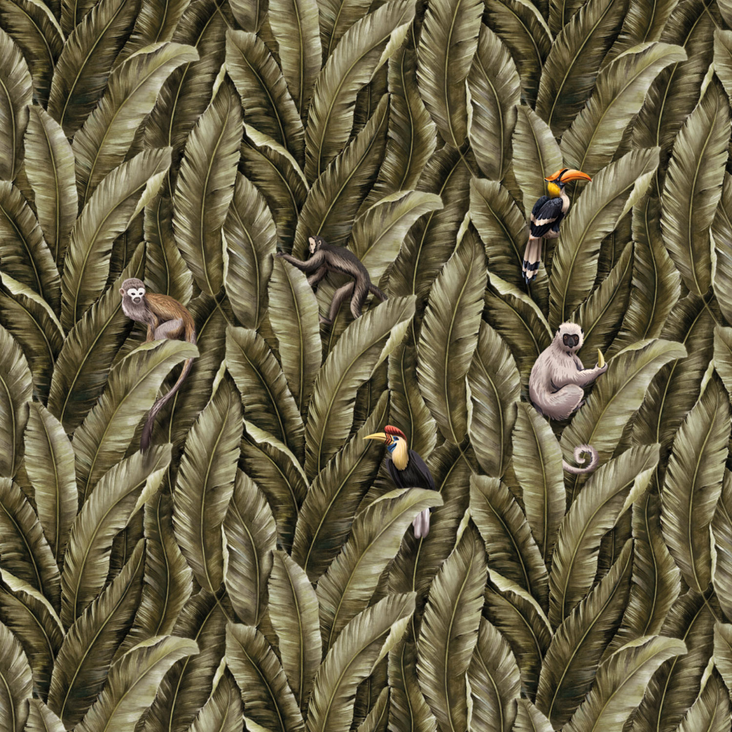 Luxus vlies fotótapéta, levelek, majmok és madarak, Z77595, Savana, Zambaiti Parati