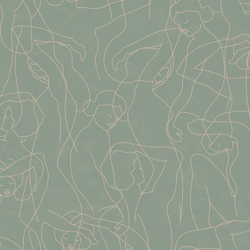 Grafikus vlies tapéta, karakterek körvonalai, zöld, SO27041, Soleado, Decoprint