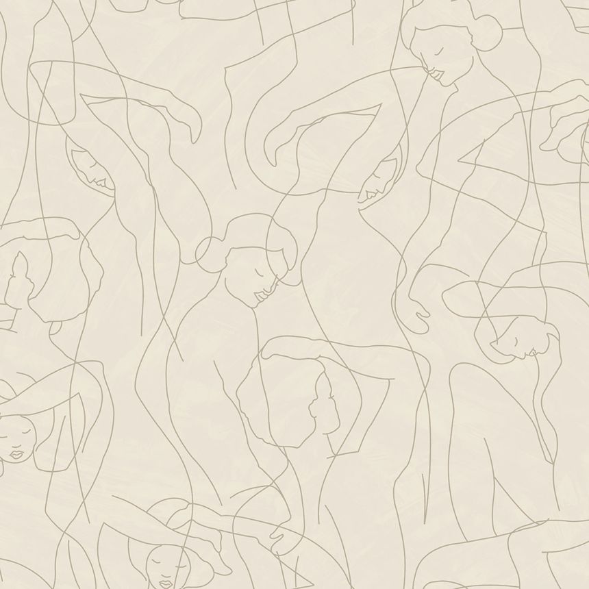 Grafikus vlies tapéta, karakterek körvonalai, krém, SO27043, Soleado, Decoprint