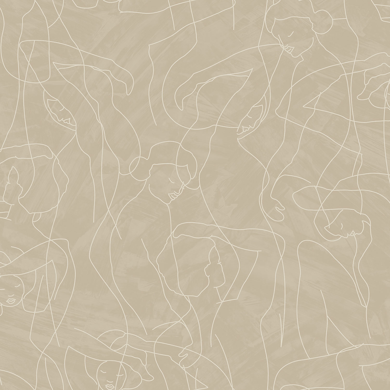 Grafikus vlies tapéta, karakterek körvonalai, szürke-bézs, SO27044, Soleado, Decoprint