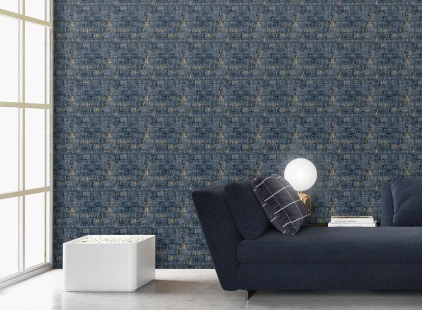 Vlies tapéta, kék-bronz, parafa utánzat, NHW1031, Perla, Decoprint