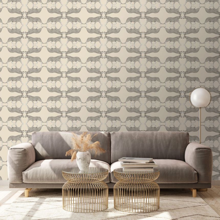 Vlies tapéta, krém-ezüst, leopárd, NHW1032, Perla, Decoprint