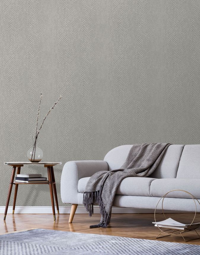 Vlies tapéta, szürke-ezüst, imitace kůže, NHW1036, Perla, Decoprint