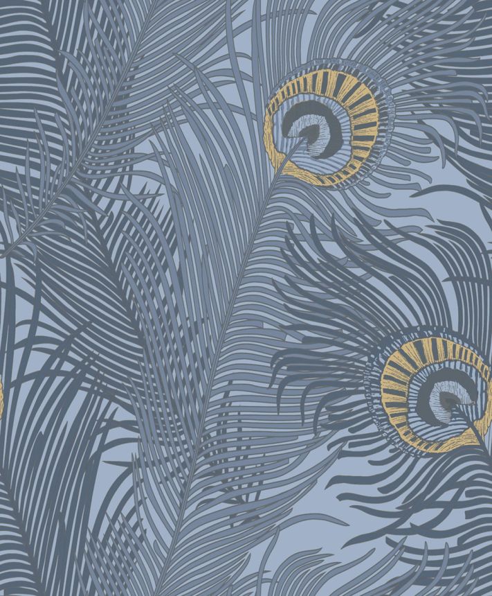Vlies tapéta, kék, pávatollak, NHW1046, Perla, Decoprint
