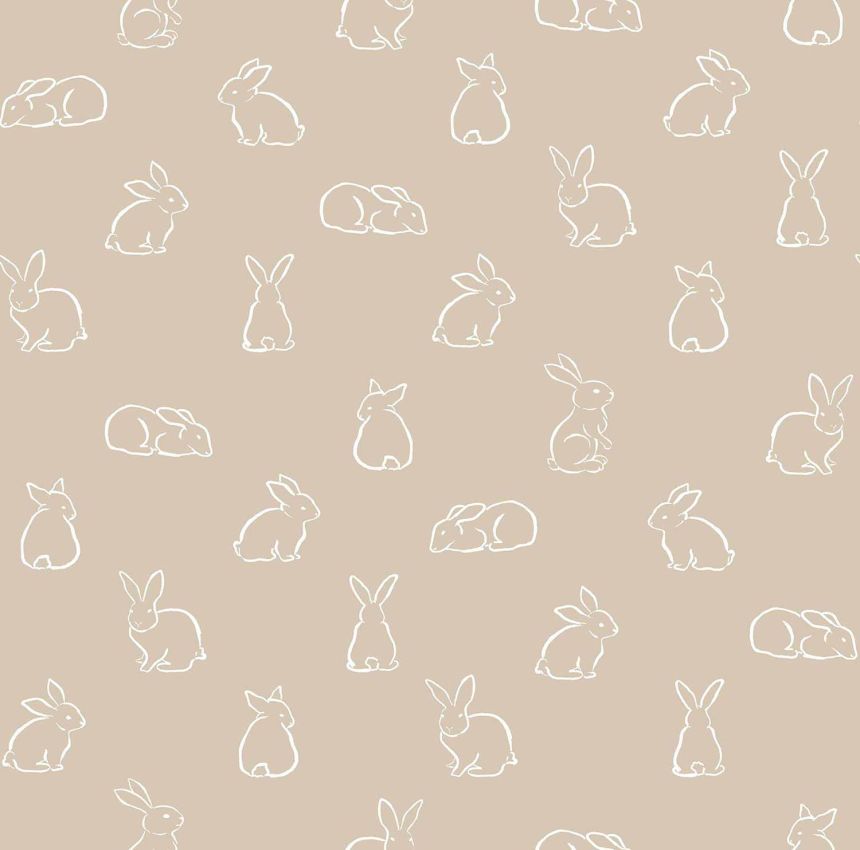 Bézs gyerek vlies tapéta nyuszikkal, 17147, MiniMe, Cristiana Masi by Parato