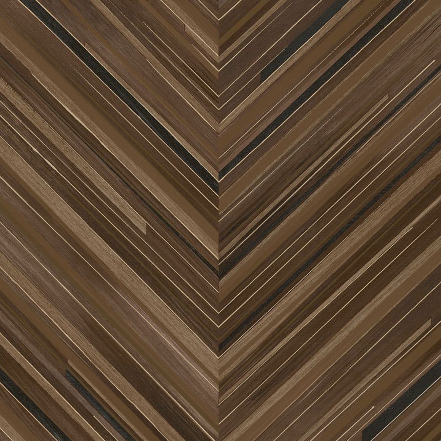 Barna-fekete geometrikus vlies tapéta, halszálkás, 340165, Gilded, Eijffinger