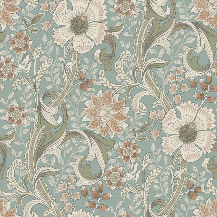 Vlies tapéta, türkiz, virágok, PH3106, Perfect Harmony, Grandeco