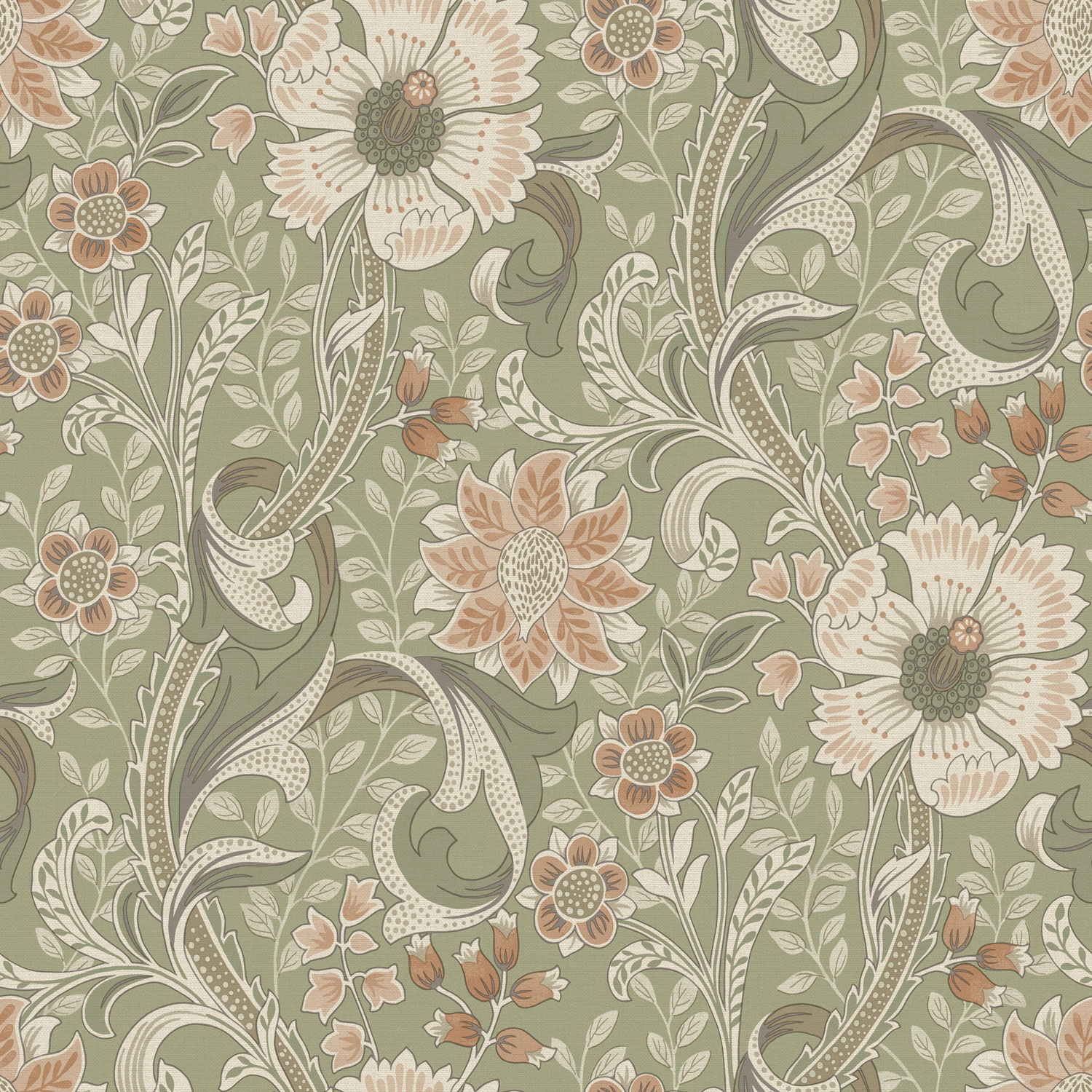 Vlies tapéta, zöld, virágok, PH3107, Perfect Harmony, Grandeco