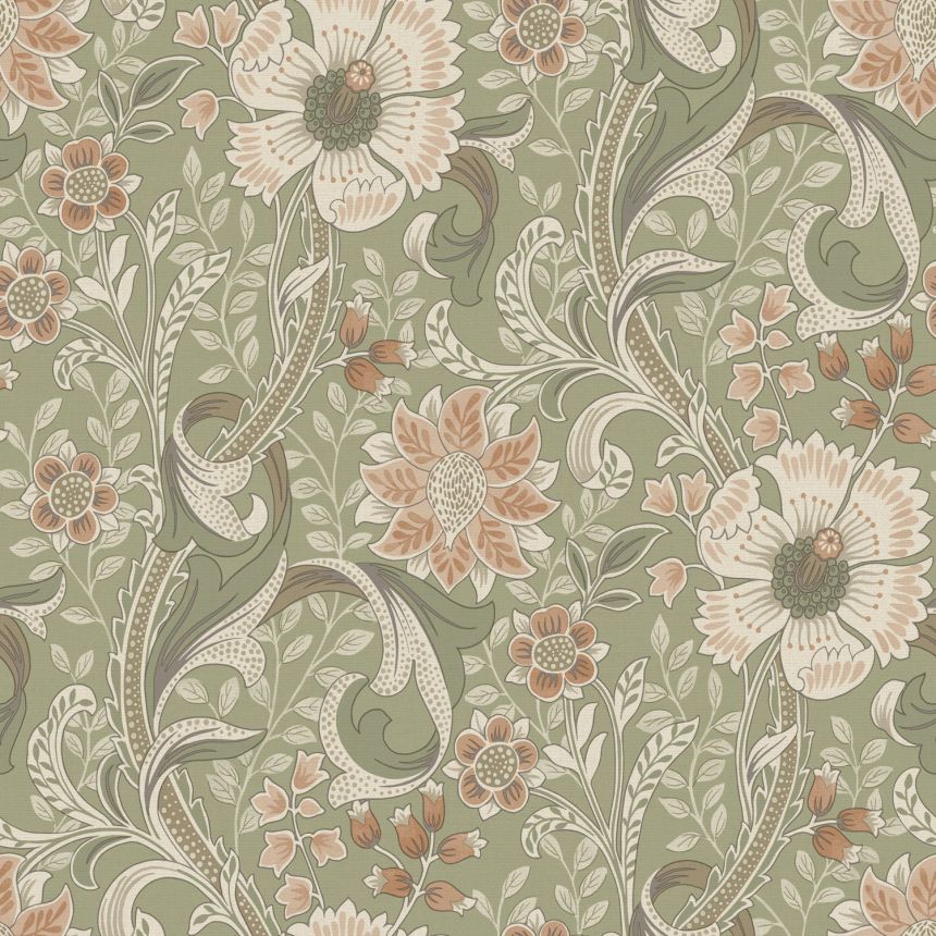 Vlies tapéta, zöld, virágok, PH3107, Perfect Harmony, Grandeco