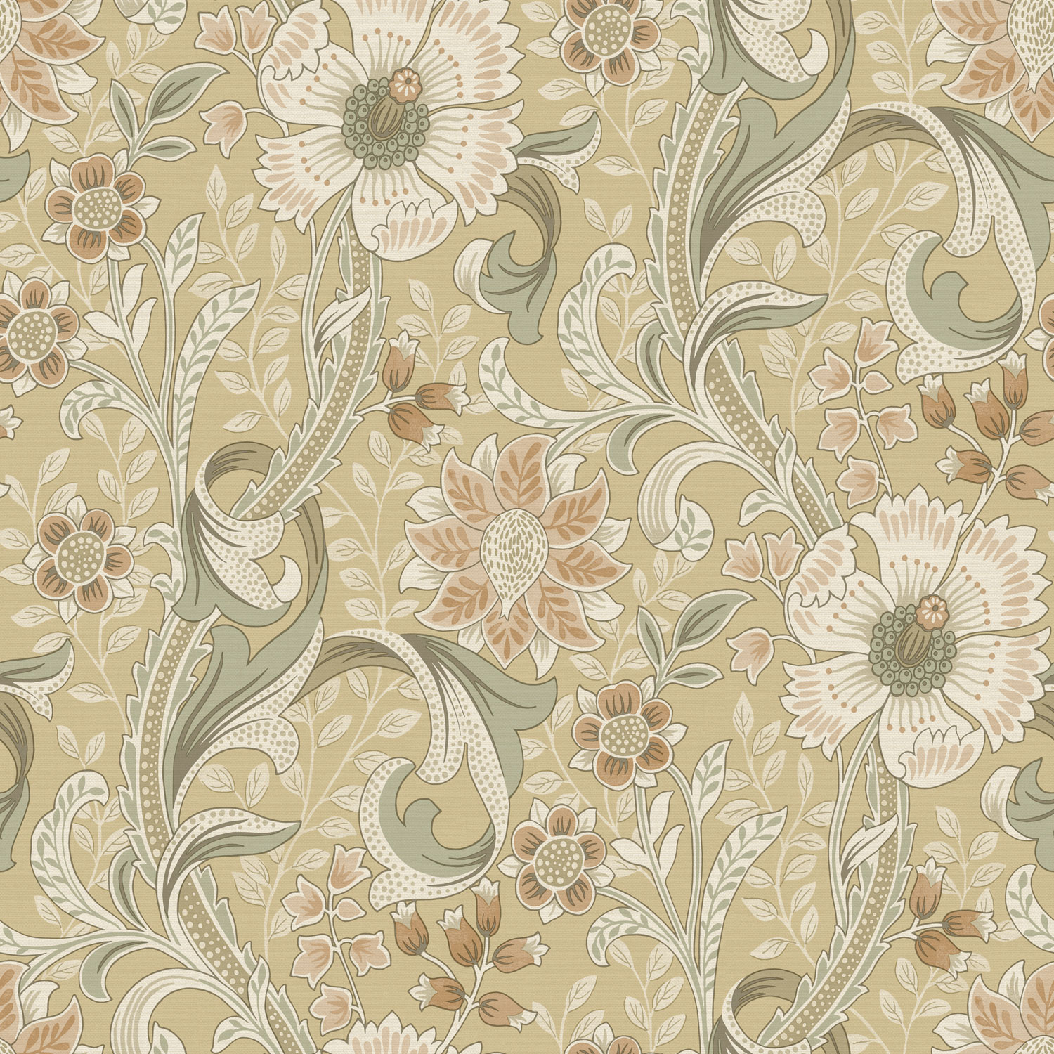 Vlies tapéta, okker, virágok, PH3112, Perfect Harmony, Grandeco