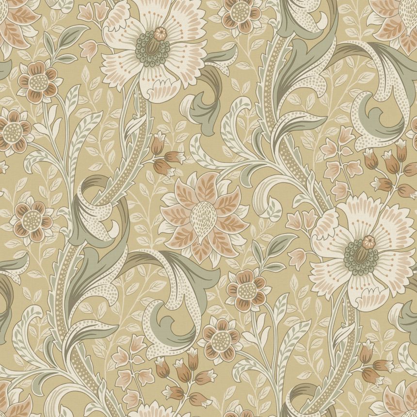 Vlies tapéta, okker, virágok, PH3112, Perfect Harmony, Grandeco