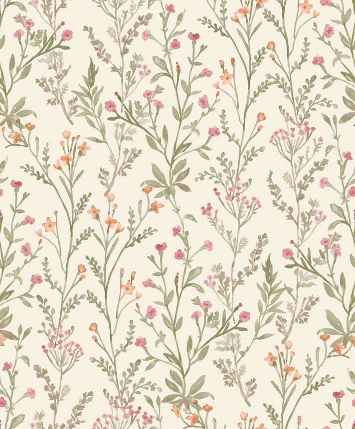 Vlies tapéta, barna-zöld, virágok, PH3207, Perfect Harmony, Grandeco