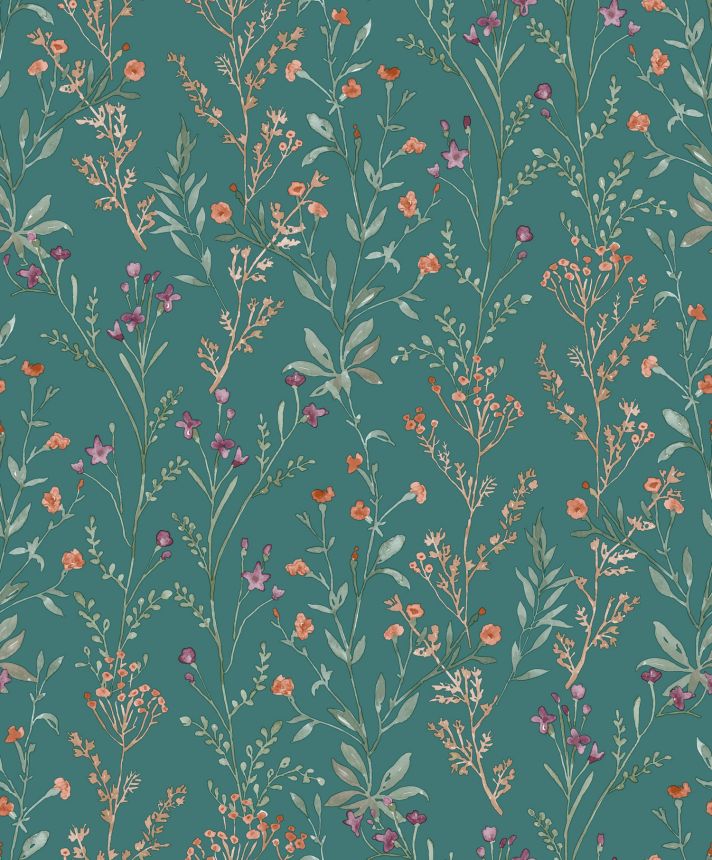 Vlies tapéta, türkiz, virágok, PH3209, Perfect Harmony, Grandeco