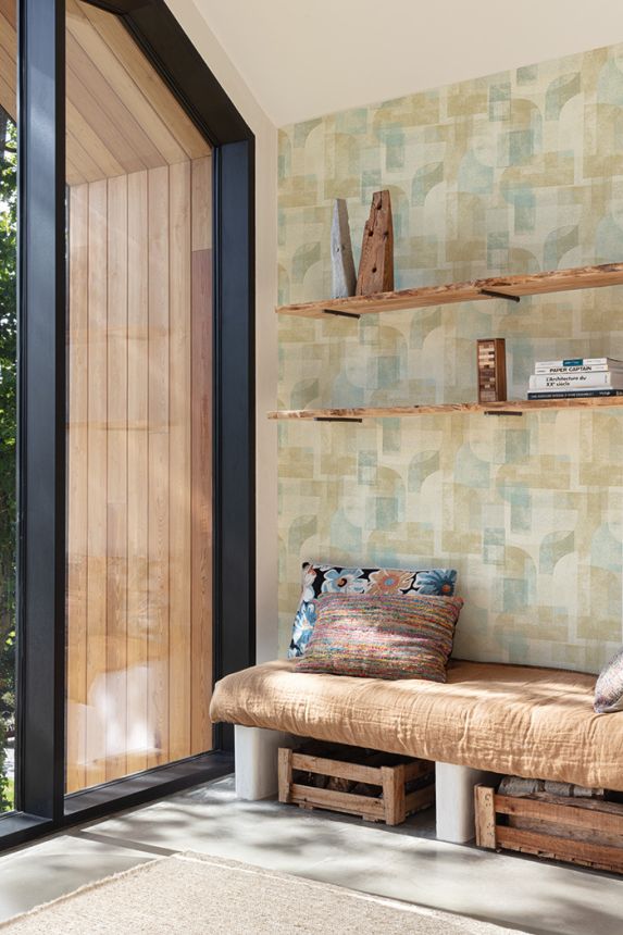 Geometrikus vlies tapéta, okker, PH3506, Perfect Harmony, Grandeco