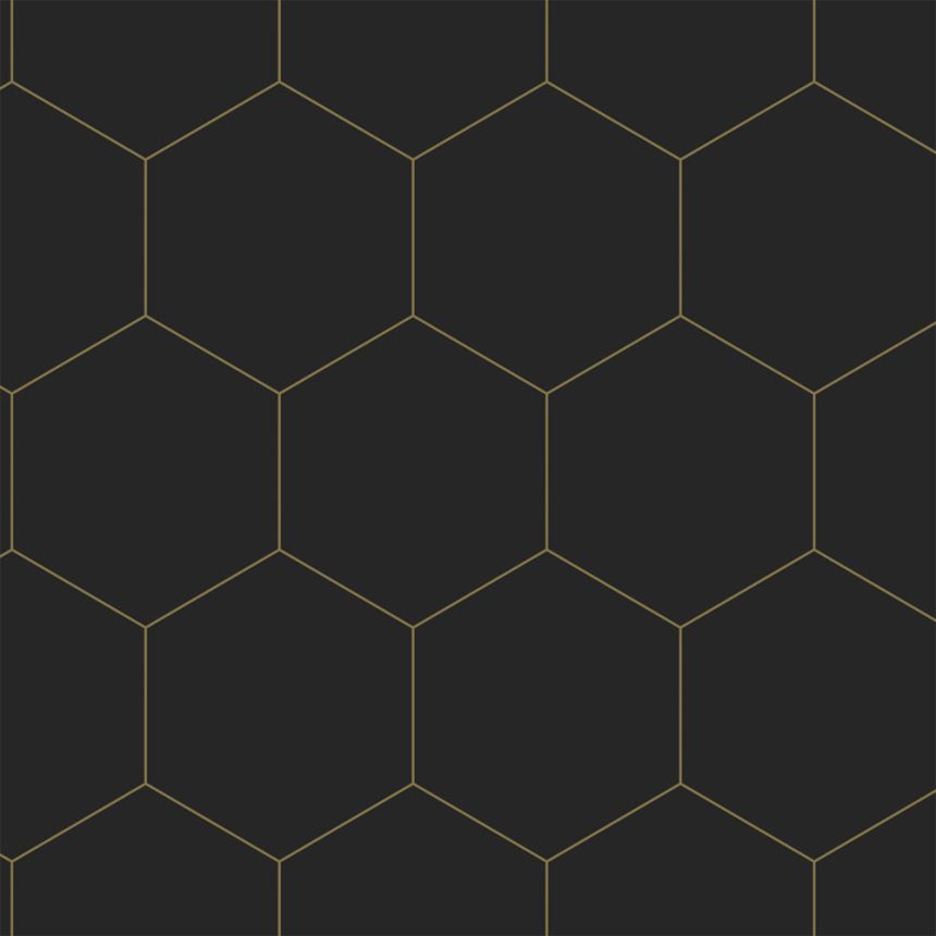 Geometrikus vlies tapéta, fekete-arany, 139313, Bloom, Esta Home