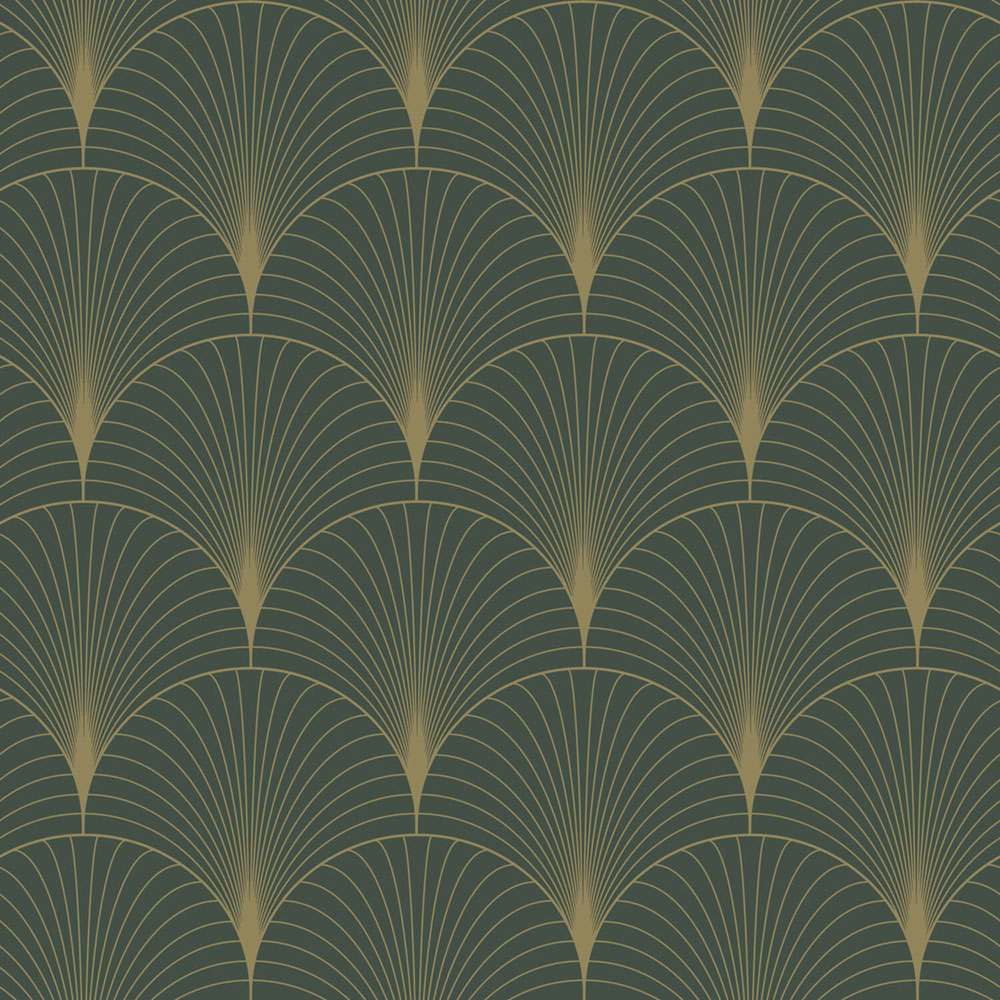 Vlies tapéta, Art deco, zöld-arany, 139584, Bloom, Esta Home