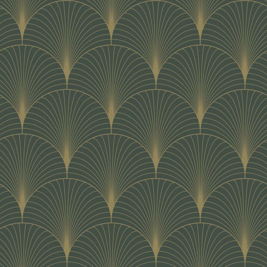 Vlies tapéta, Art deco, zöld-arany, 139584, Bloom, Esta Home