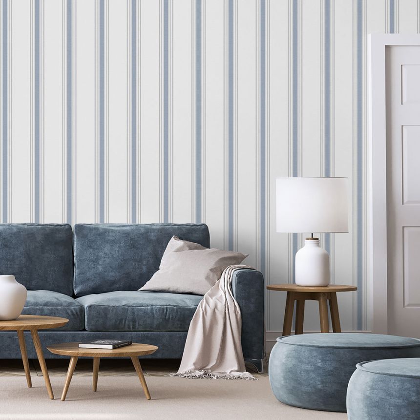 Vlies tapéta, kék, csíkos,  9810-1, Essential Stripes, ICH Wallcoverings