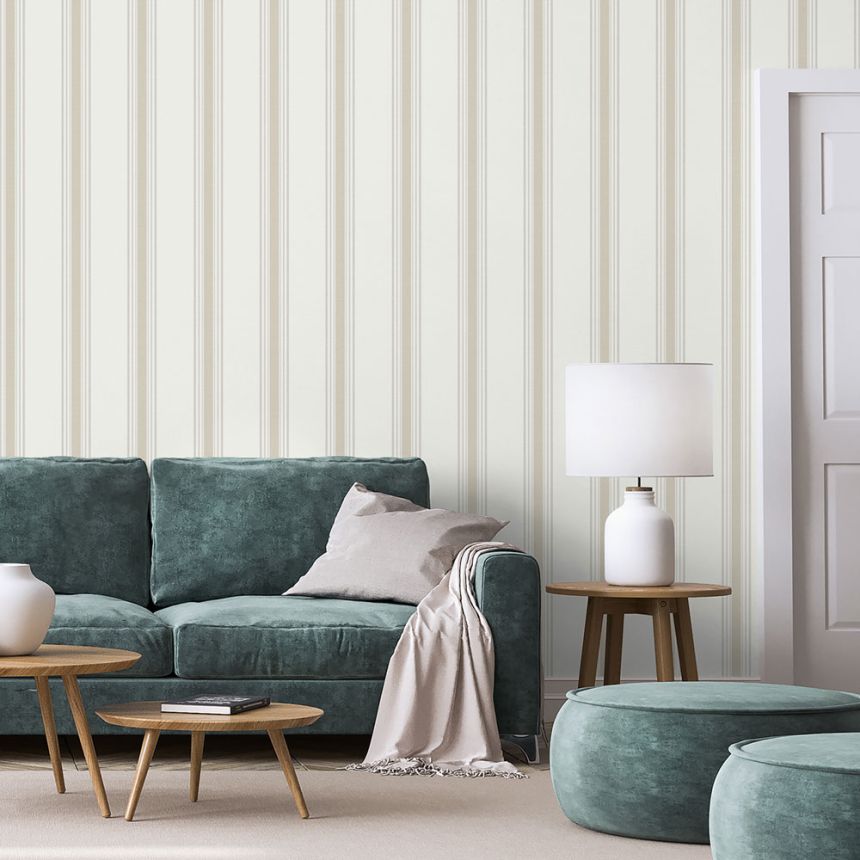 Vlies tapéta, bézs, csíkos,  9810-2, Essential Stripes, ICH Wallcoverings