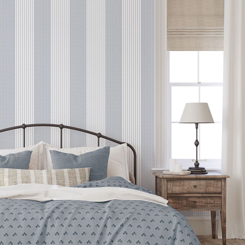 Vlies tapéta, kék, csíkos,  9811-1, Essential Stripes, ICH Wallcoverings