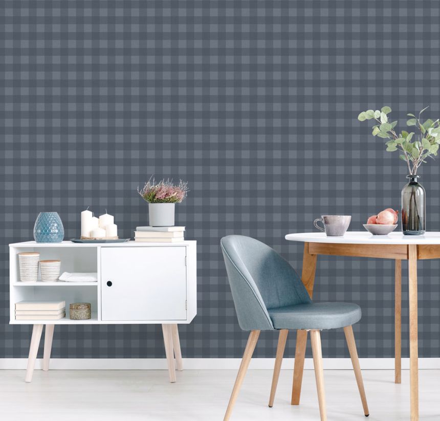 Vlies tapéta, kék, kocka,  9813-1, Essential Stripes, ICH Wallcoverings