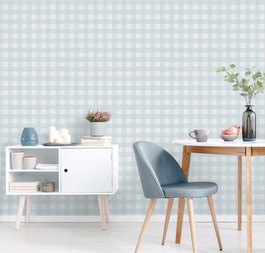 Vlies tapéta, kék, kocka, 9813-4, Essential Stripes, ICH Wallcoverings, 0,53 x 10,05 m