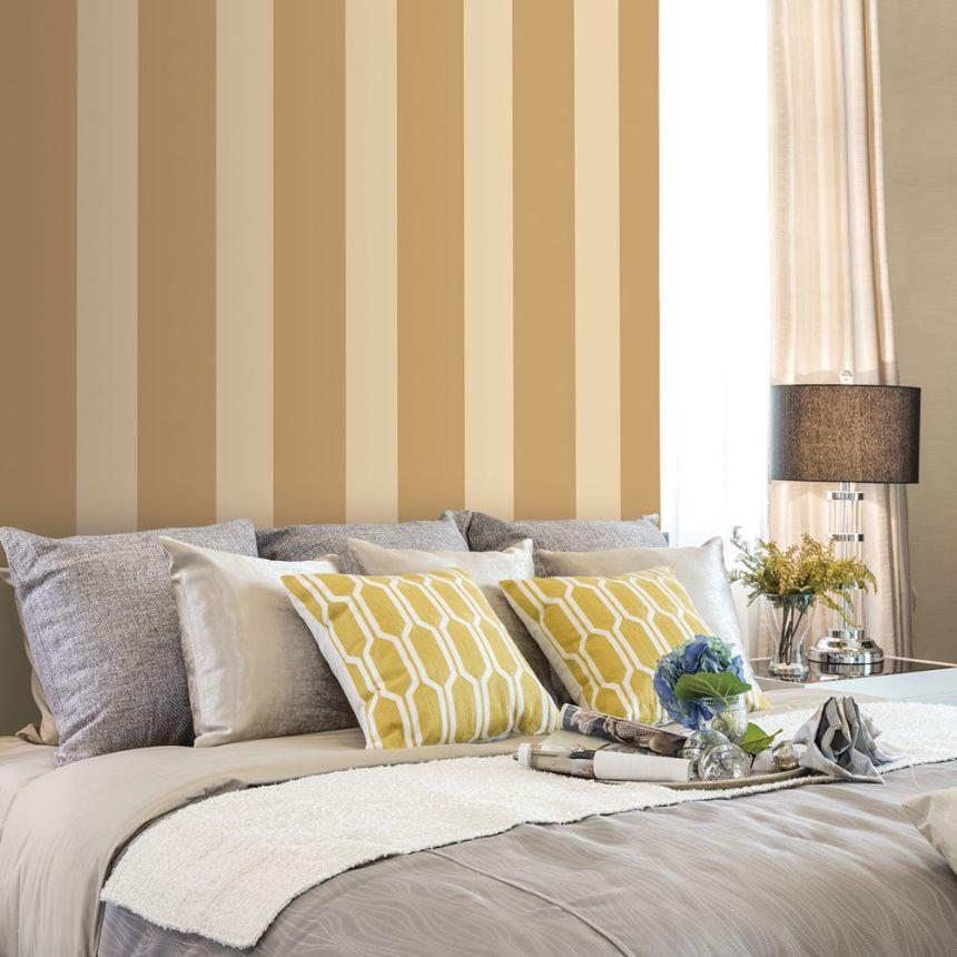 Vlies tapéta, okker, csíkos,  5062-2, Essential Stripes, ICH Wallcoverings