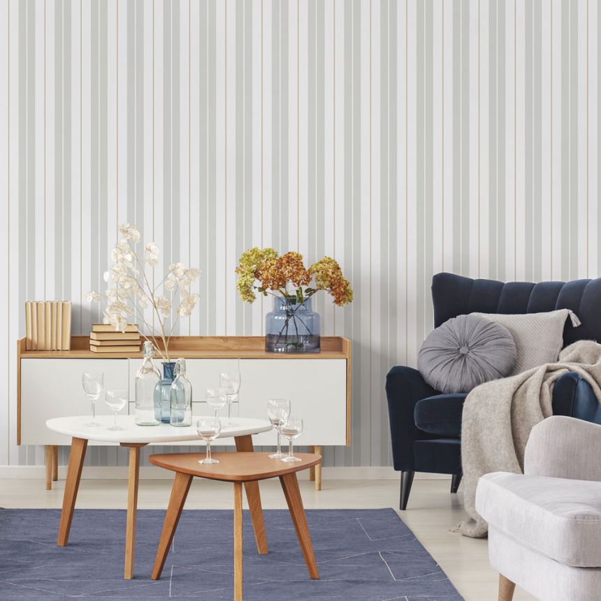 Vlies tapéta, szürke, csíkos,  9815-3, Essential Stripes, ICH Wallcoverings