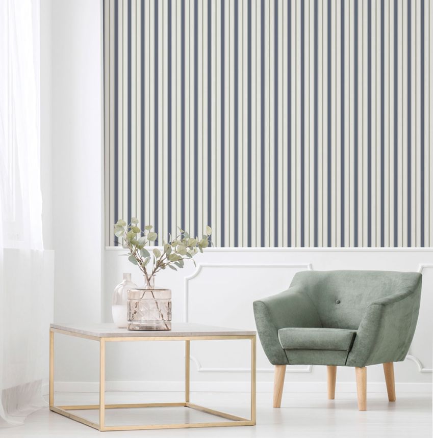 Vlies tapéta, kék-zöld, csíkos,  9816-1, Essential Stripes, ICH Wallcoverings
