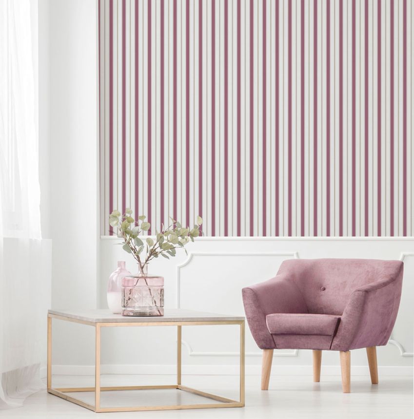 Vlies tapéta, vörös-bézs, csíkos,  9816-6, Essential Stripes, ICH Wallcoverings