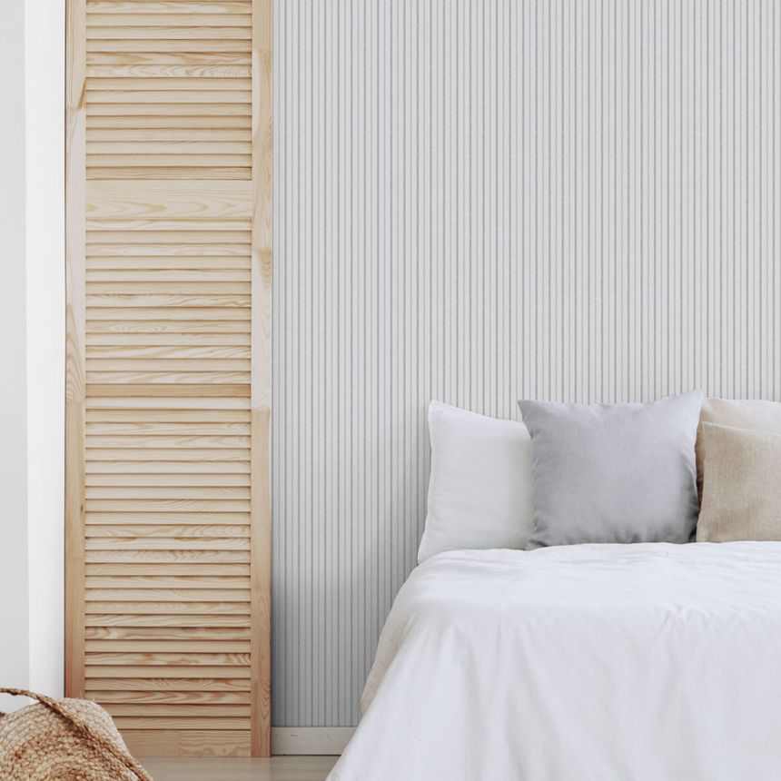 Vlies tapéta, kék-fehér, csíkos,  9818-1, Essential Stripes, ICH Wallcoverings