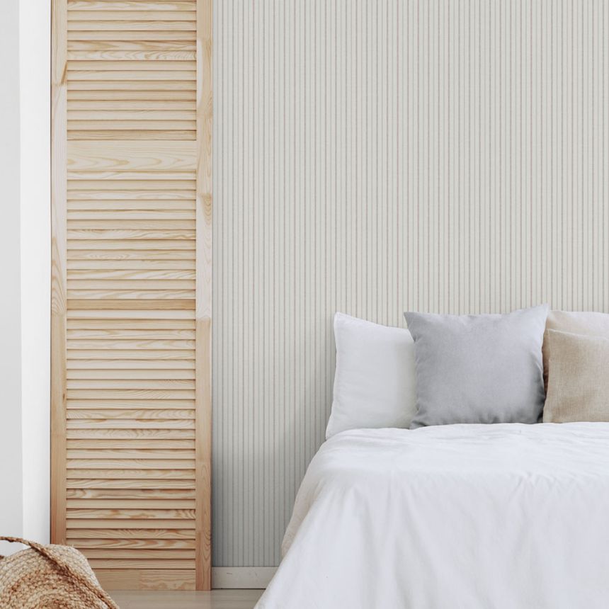Vlies tapéta, vörös-fehér, csíkos,  9818-4, Essential Stripes, ICH Wallcoverings