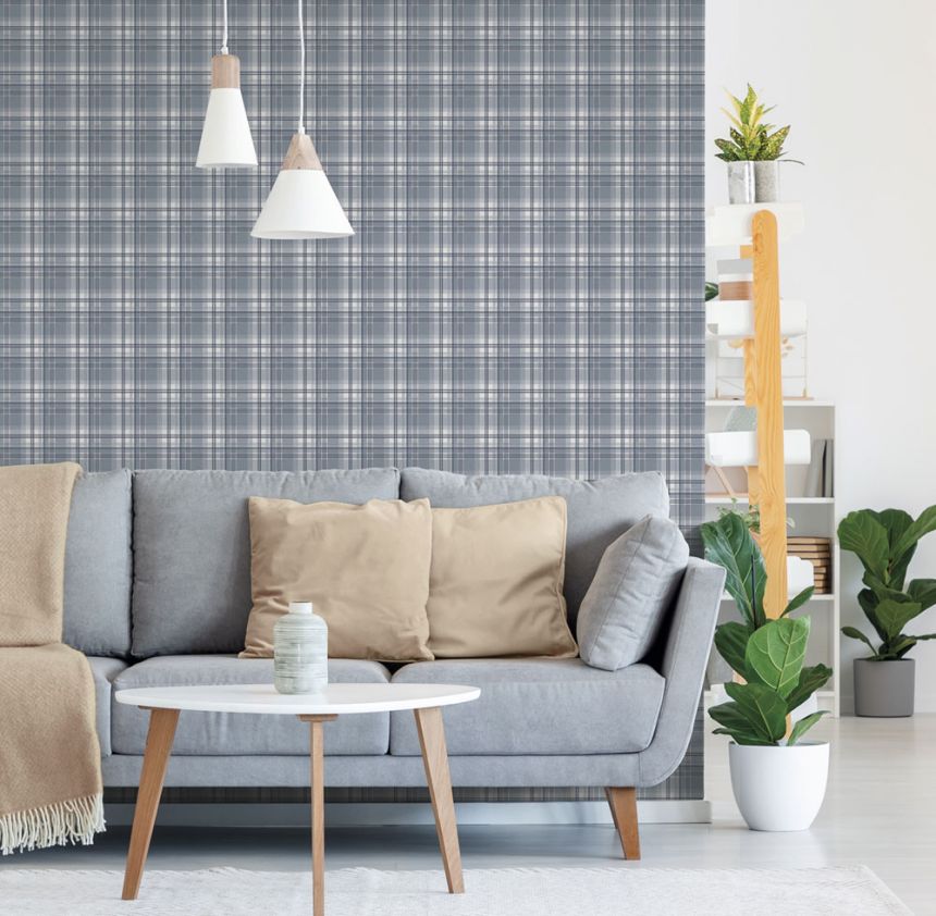 Vlies tapéta, kék, kocka,  9819-1, Essential Stripes, ICH Wallcoverings