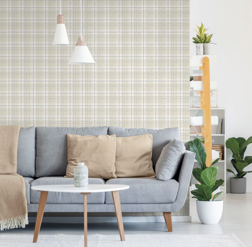 Vlies tapéta, bézs, kocka,  9819-2, Essential Stripes, ICH Wallcoverings