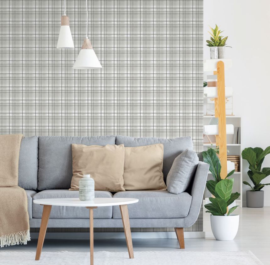 Vlies tapéta, szürke, kocka,  9819-4, Essential Stripes, ICH Wallcoverings