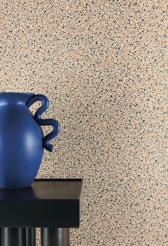 Vlies tapéta, barna-szürke, kő, terrazzo, ROC006, Rock, Masureel