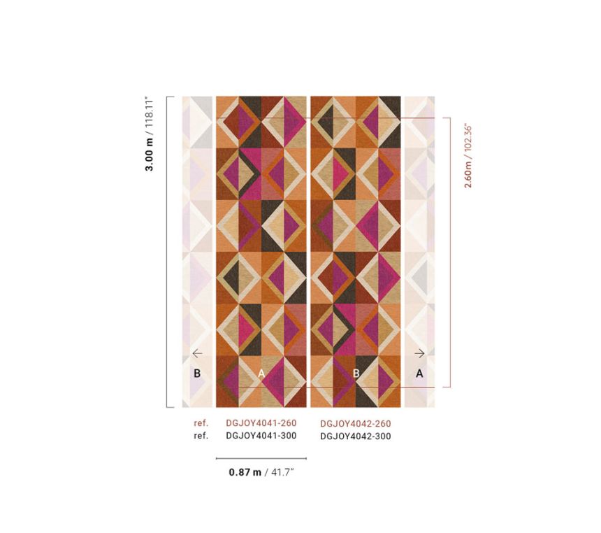 Geometrikus vlies poszter tapéta, barna-lila, DGJOY4042-260, Joy, Masureel