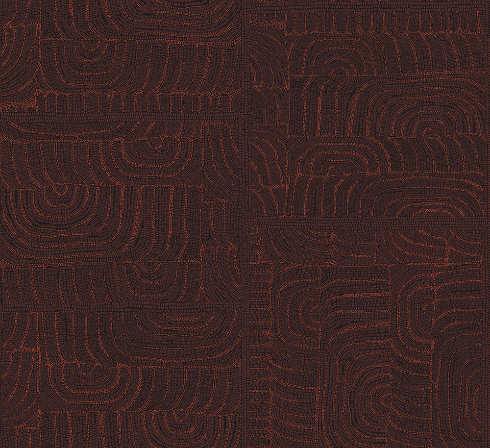 Geometrikus vlies tapéta, etno minta, barna-piros, TER502, Terra, Masureel