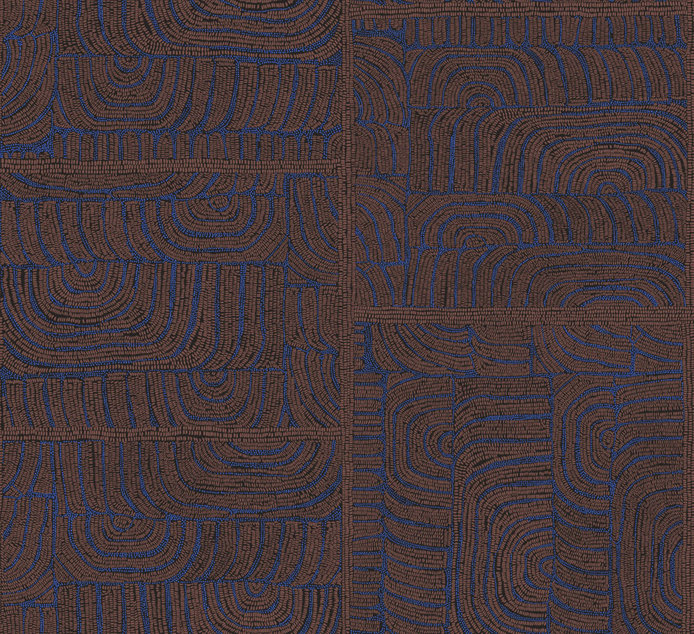 Geometrikus vlies tapéta, etno minta, kék-barna, TER505, Terra, Masureel