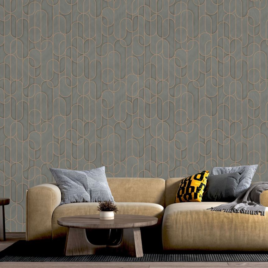 Geometrikus vlies tapéta, szürke, 1514-4, Vera, AdaWall